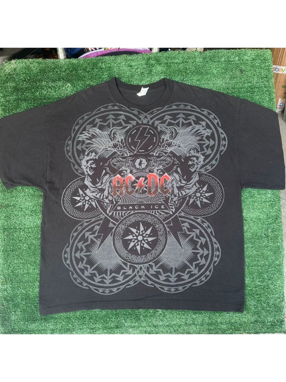 Vintage Y2K AC/DC Black Ice T-Shirt Black XXL Grunge Punk Heavy Metal Band Tee